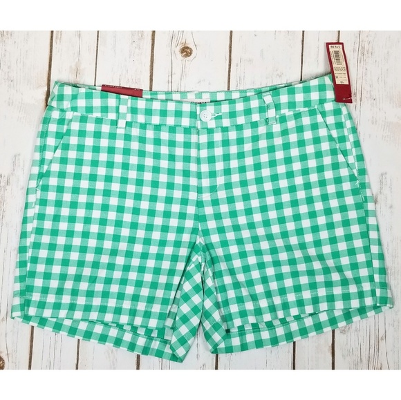 Merona Green White Check Women's Chino Shorts NWT - Picture 5 of 5